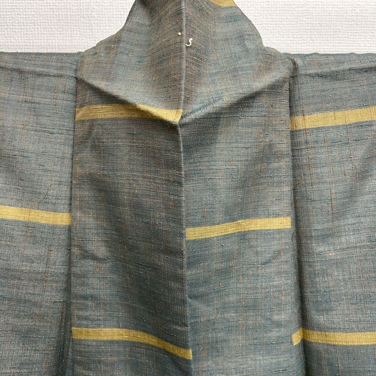 紬着物 正絹 横縞の絣柄 風合い良い節 真綿紬 F-251_画像10