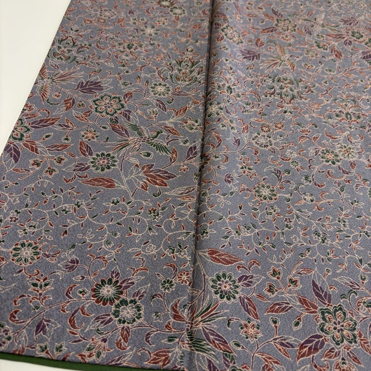 小紋 花唐草 縮緬 素敵な加工 正絹 着物 F-473_画像8