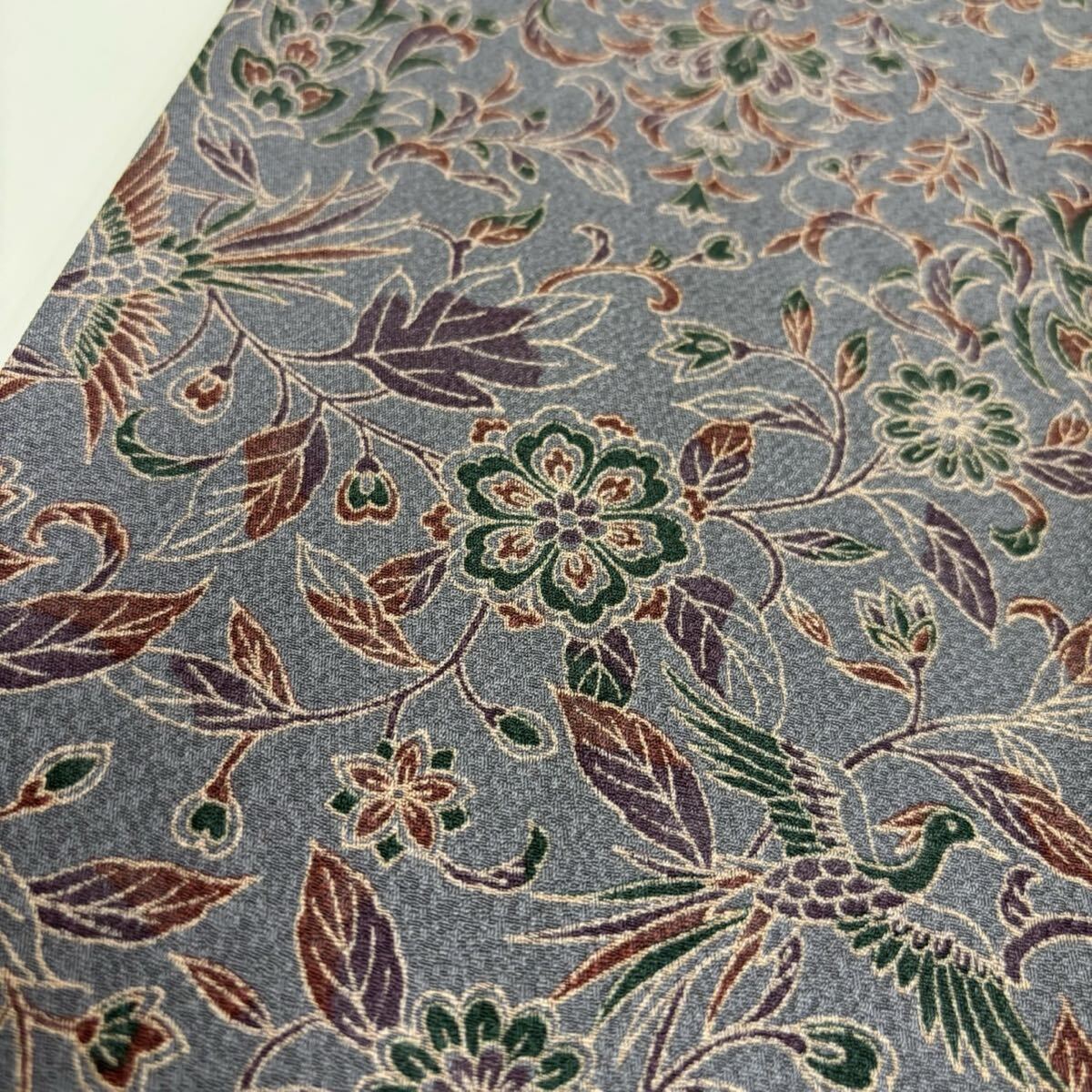 小紋 花唐草 縮緬 素敵な加工 正絹 着物 F-473_画像9