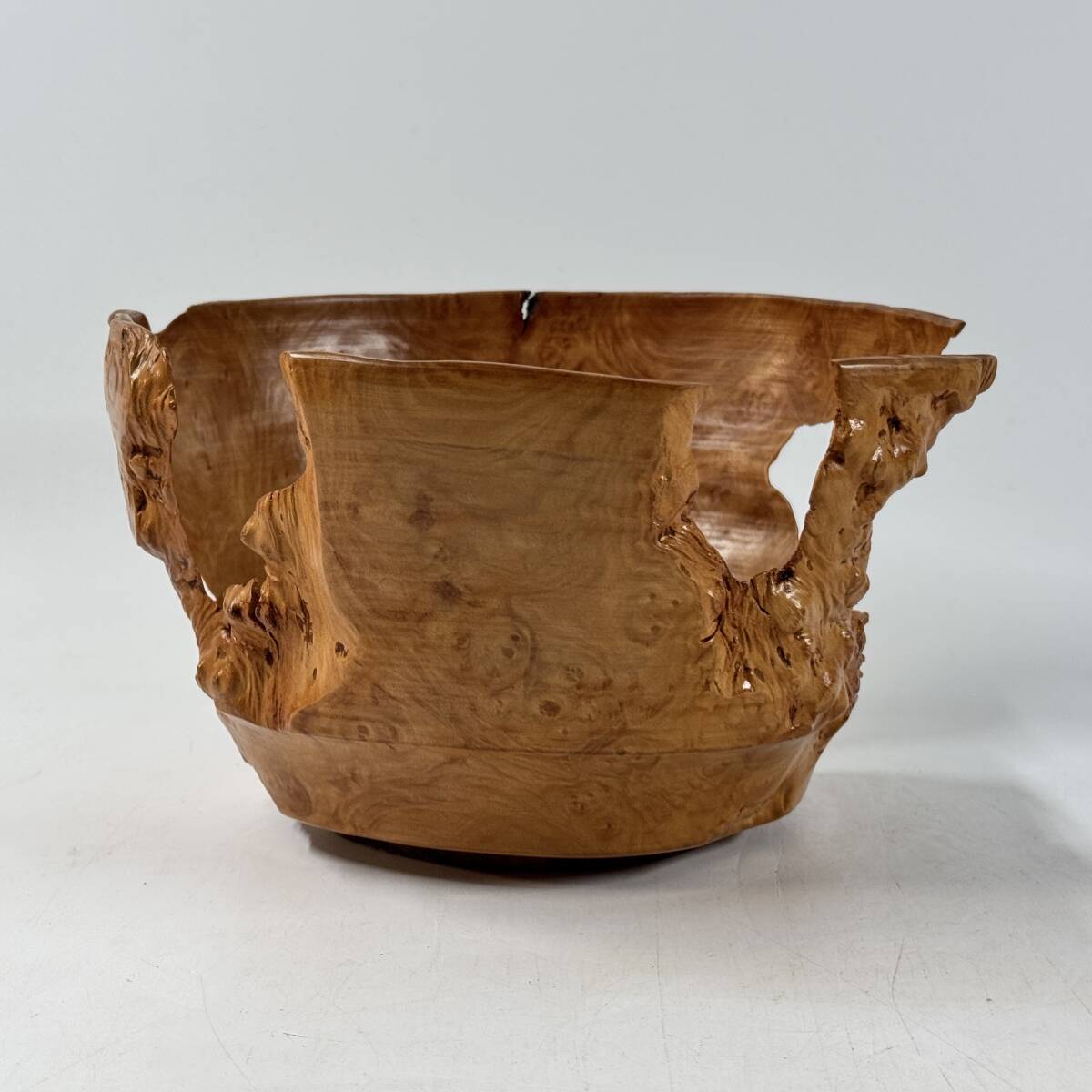【20118Q】無銘 天然木 木工細工 オブジェクトブローチ 木肌を活かしたフリーボウル 鉢物プランツのカバーなどに 経年保管品 現状品_画像5