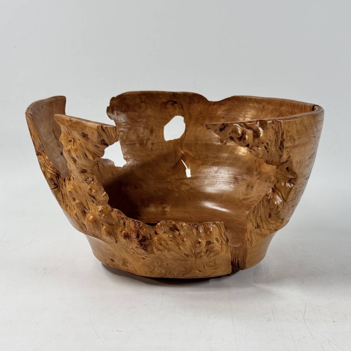 【20118Q】無銘 天然木 木工細工 オブジェクトブローチ 木肌を活かしたフリーボウル 鉢物プランツのカバーなどに 経年保管品 現状品_画像4