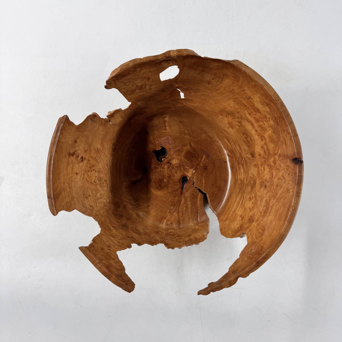 【20118Q】無銘 天然木 木工細工 オブジェクトブローチ 木肌を活かしたフリーボウル 鉢物プランツのカバーなどに 経年保管品 現状品_画像6