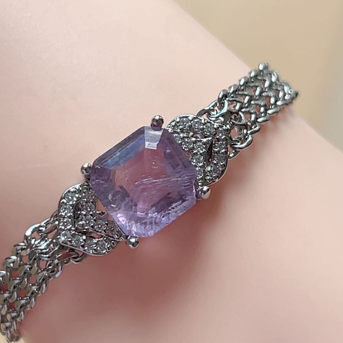 訳あり◇紫水晶◇アメジスト◇ブレスレット◇天然石◇パワーストーン◇巾着袋付き◇プレゼントにも041B102004_画像7