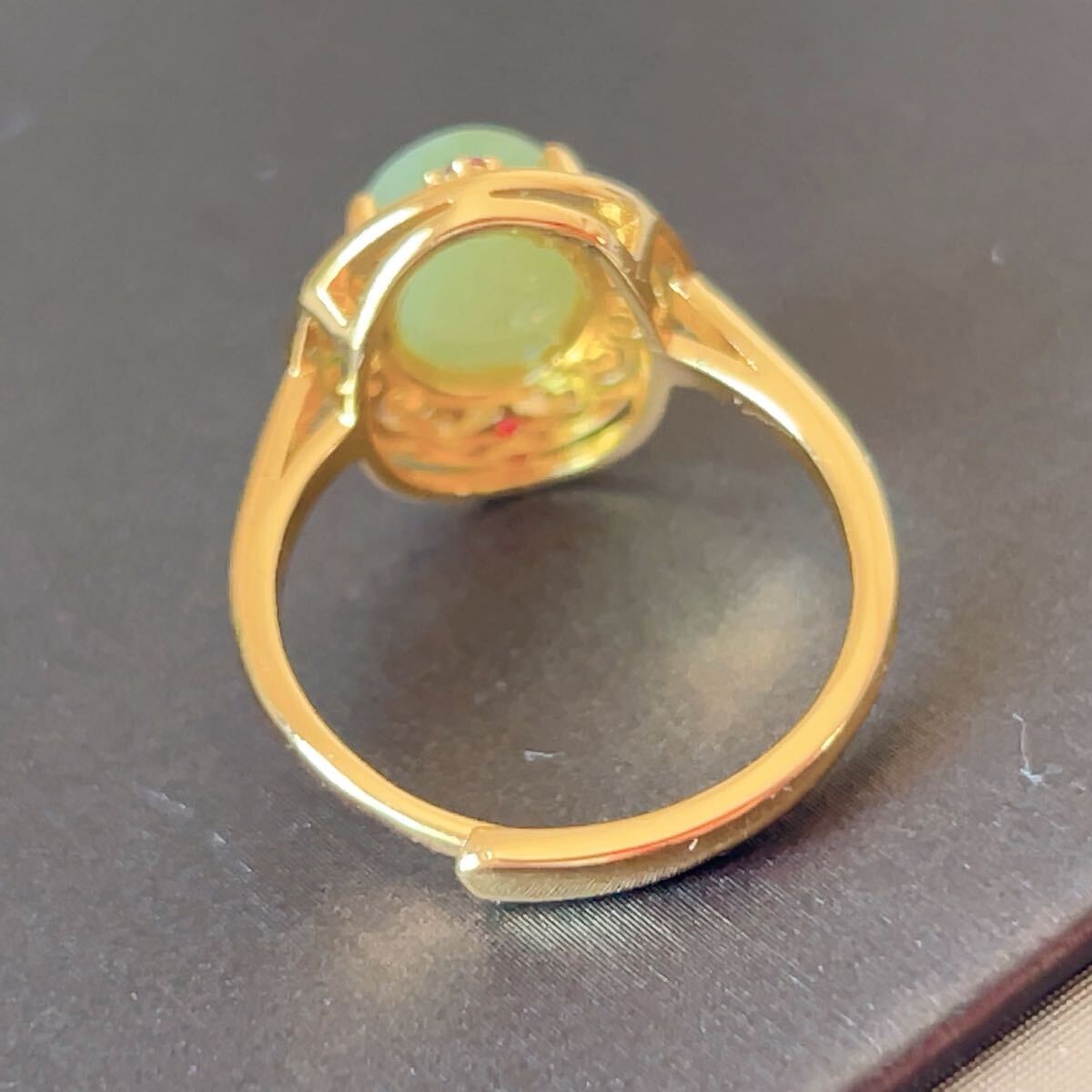 ◇和田玉◇リング◇翡翠・ヒスイ◇フリーサイズ◇天然石◇パワーストーン◇巾着袋つき◇プレゼントにも041R102810_画像6