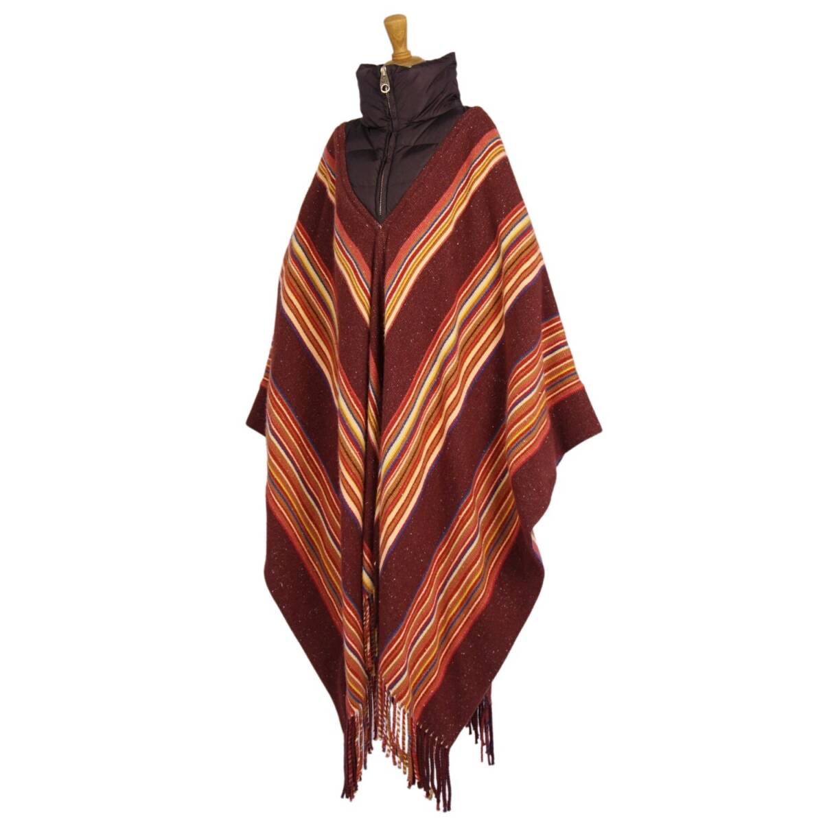 未使用 クロエ Chloe コート 21AW ポンチョ 襟ダウン 総柄 カシミヤ シルク アウター レディース イタリア製 TUブラウン ce10dn-rm20e34228_画像6