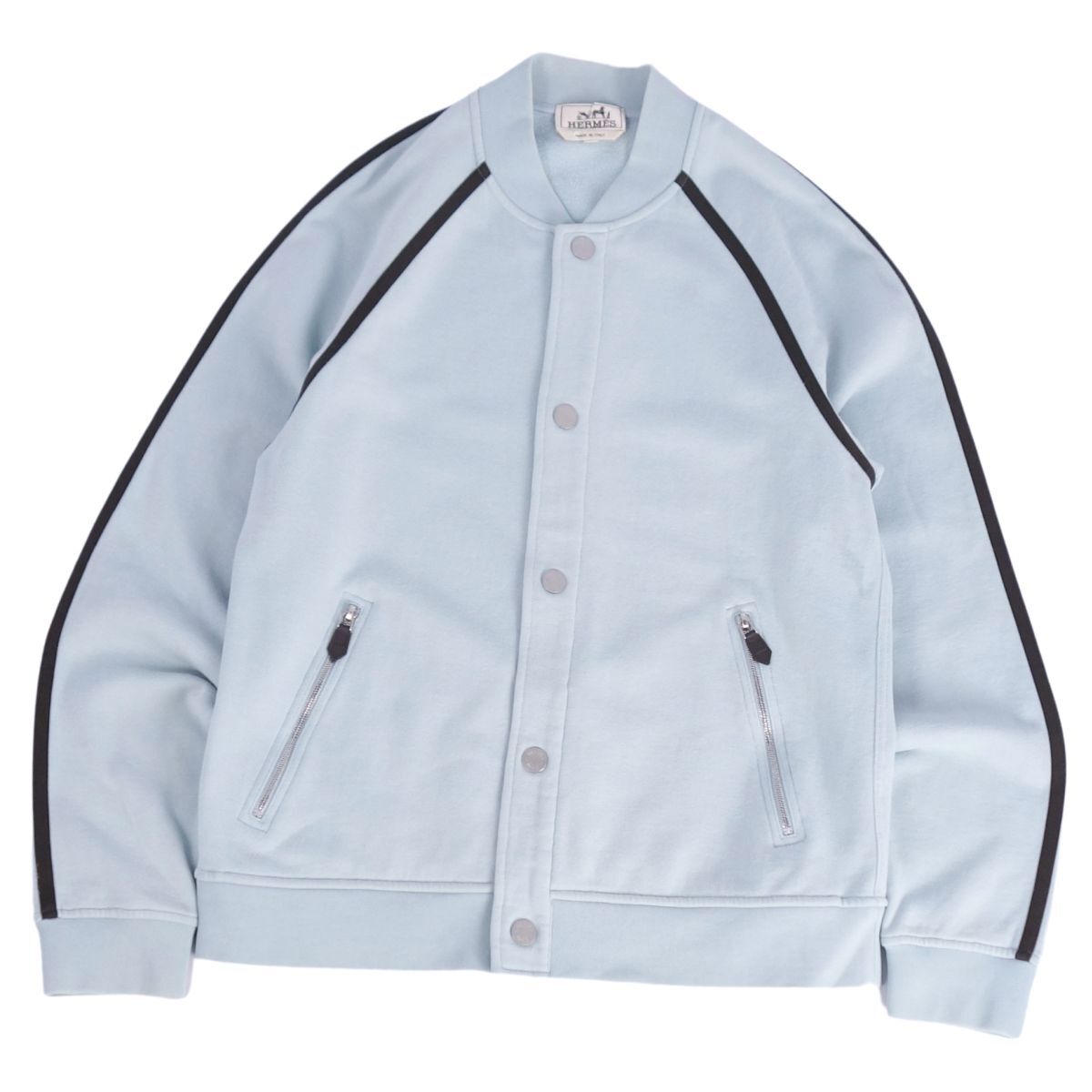 美品 エルメス HERMES テディ ジャケット ブルゾン 21AW スウェット セリエボタン アウター メンズ イタリア製 S ブルー ce10dl-rm10e34170_画像1