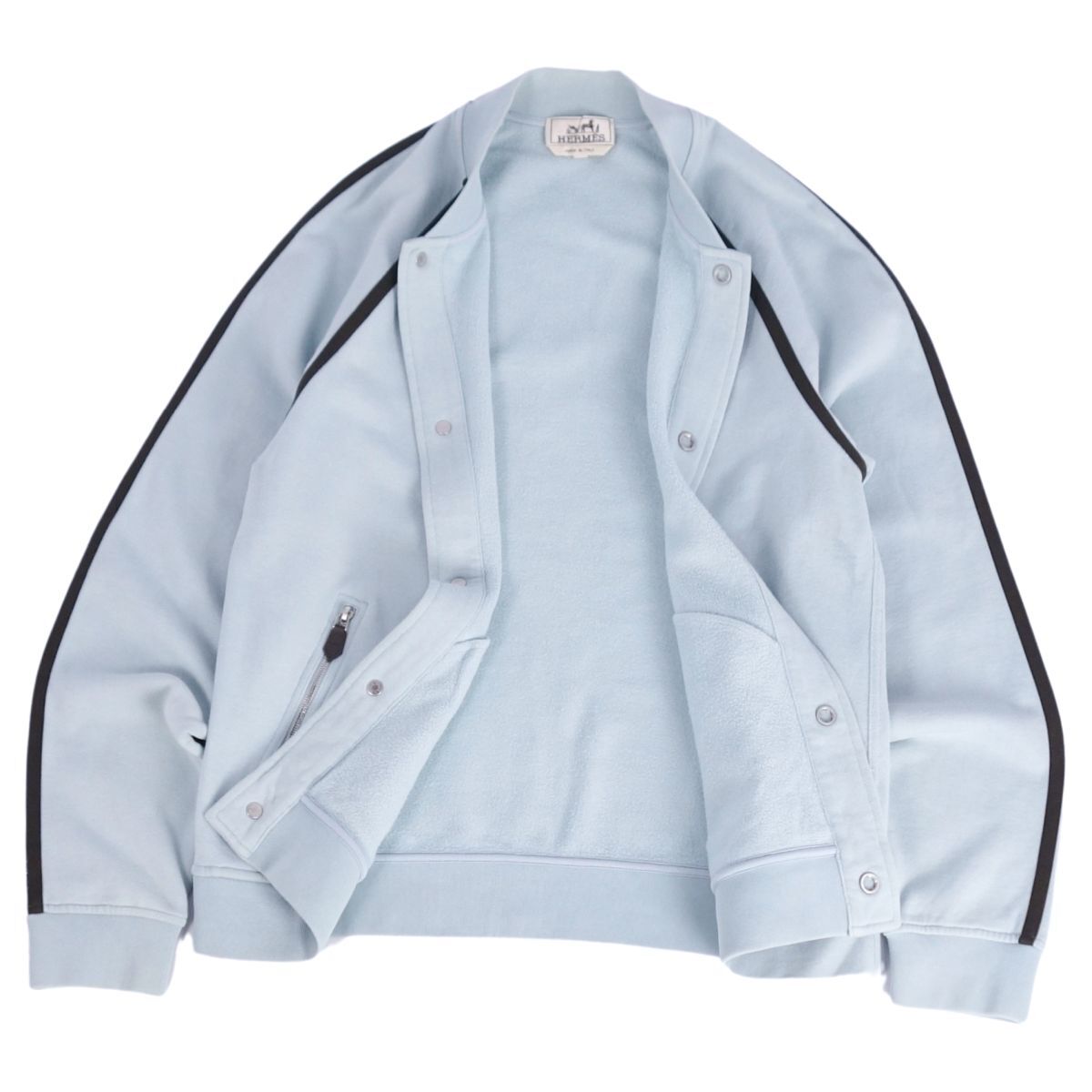 美品 エルメス HERMES テディ ジャケット ブルゾン 21AW スウェット セリエボタン アウター メンズ イタリア製 S ブルー ce10dl-rm10e34170_画像2