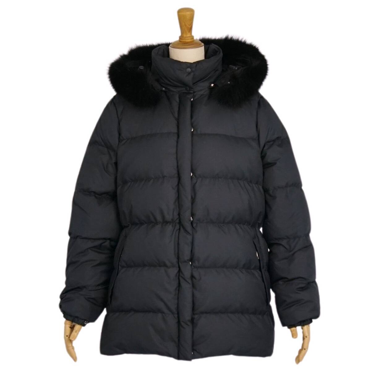 美品 モンクレール MONCLER ジャケット 茶タグ ダウンジャケット バレンタイン ラクーンファー レディース 0(S)ブラック ce10dn-rm10e34223_画像2