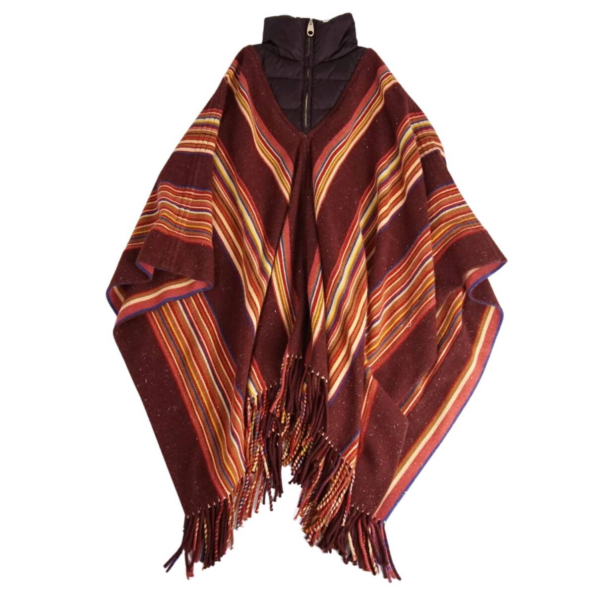 未使用 クロエ Chloe コート 21AW ポンチョ 襟ダウン 総柄 カシミヤ シルク アウター レディース イタリア製 TUブラウン ce10dn-rm20e34228_画像1