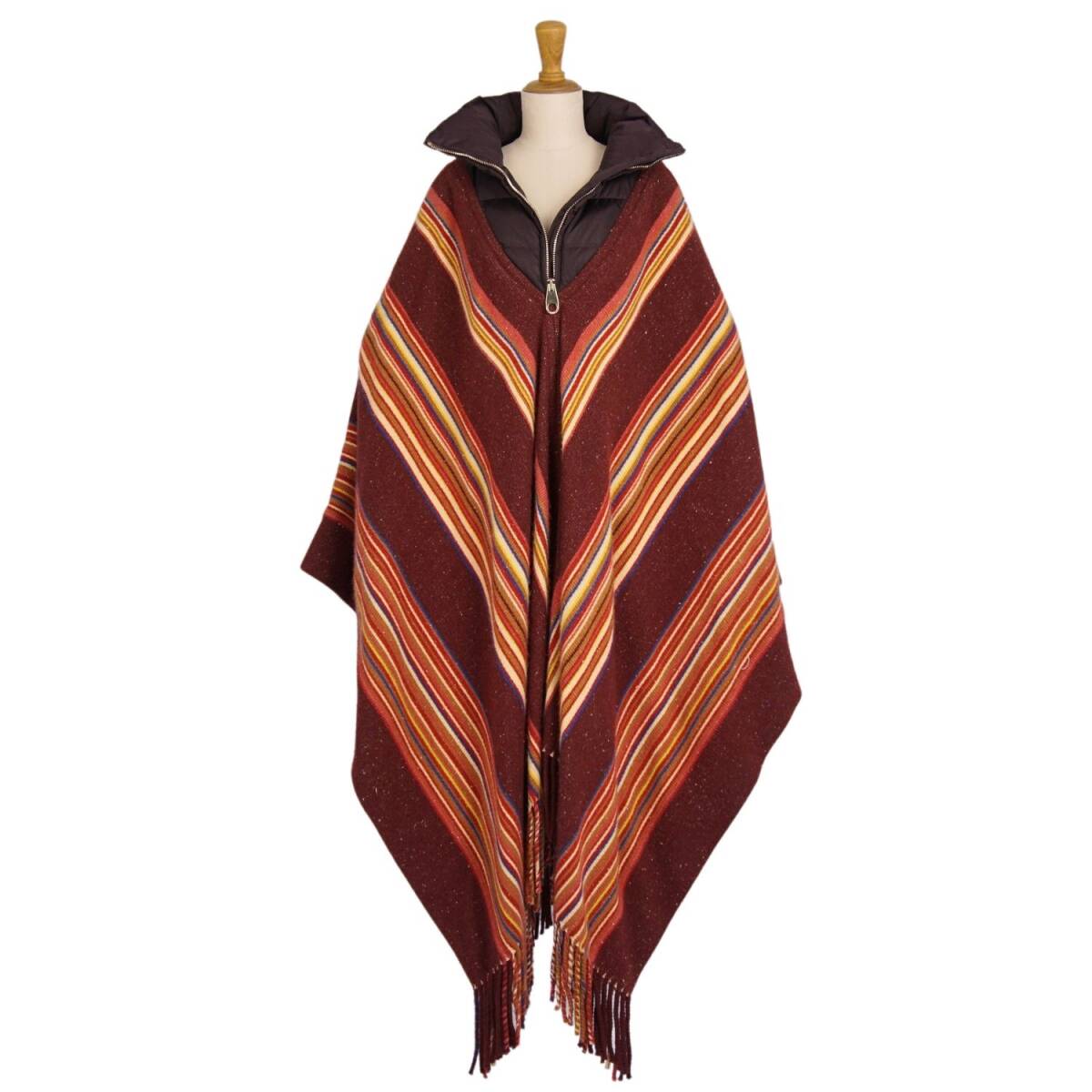 未使用 クロエ Chloe コート 21AW ポンチョ 襟ダウン 総柄 カシミヤ シルク アウター レディース イタリア製 TUブラウン ce10dn-rm20e34228_画像4