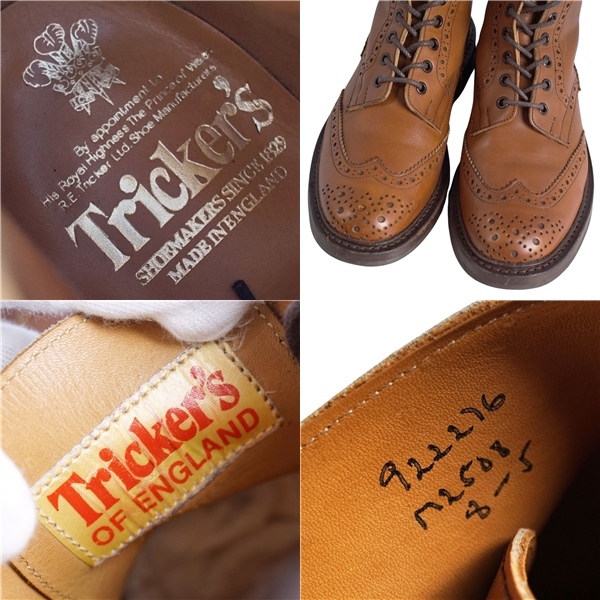 美品 トリッカーズ Trickers ブーツ カントリーブーツ メダリオン レザー メンズ イングランド製 8.5(27cm) ブラウン ce10os-rm20e34011_画像9