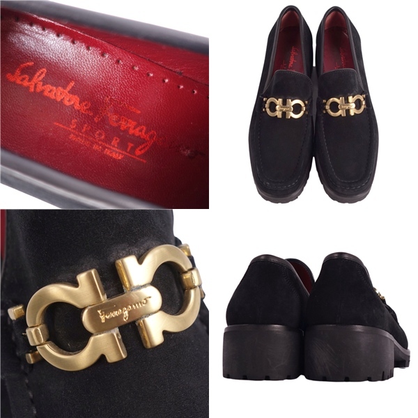  прекрасный товар Salvatore Ferragamo Salvatore Ferragamo Loafer мокасины gun chi-ni замша женский 7D чёрный ce09dm-rm10e33645