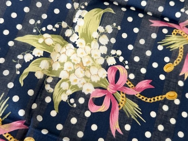 【丸-2312】HG◆Christian Dior［クリスチャンディオール］レディス スカーフ◆スズラン／すずらん◆※シールあり　未使用長期保管品◆KT_画像5