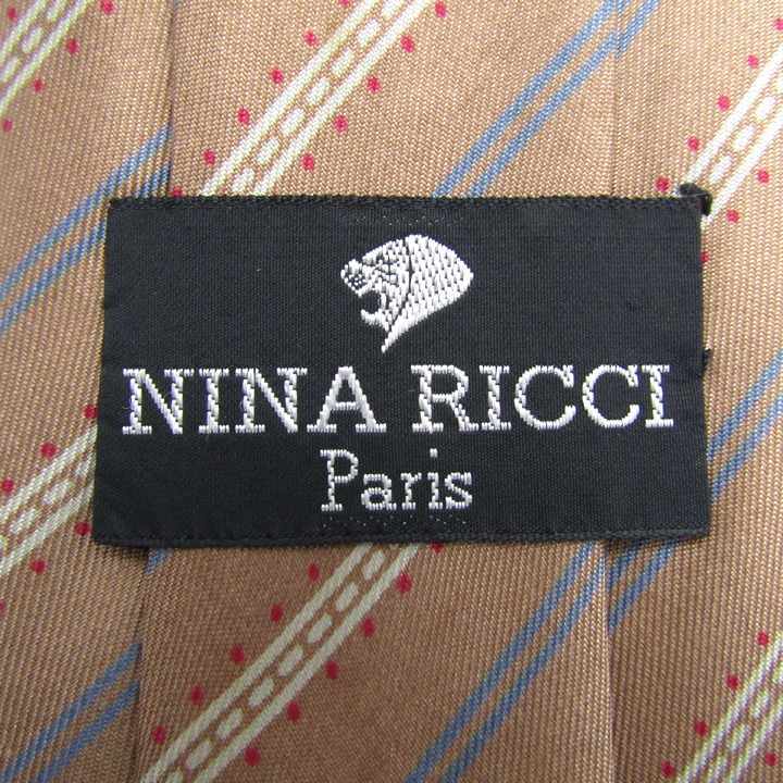 ニナリッチ ブランド ネクタイ シルク ストライプ柄 ドット柄 PO メンズ ブラウン NINA RICCI_画像4