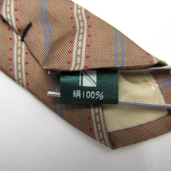 ニナリッチ ブランド ネクタイ シルク ストライプ柄 ドット柄 PO メンズ ブラウン NINA RICCI_画像5