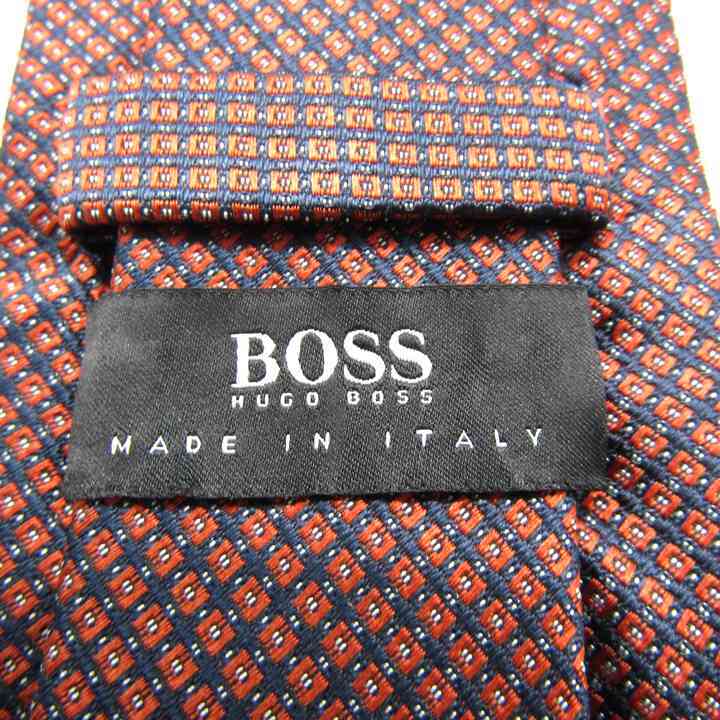 ヒューゴボス ブランド ネクタイ チェック柄 ドット 格子柄 シルク イタリア製 PO メンズ ネイビー HUGO BOSS_画像4