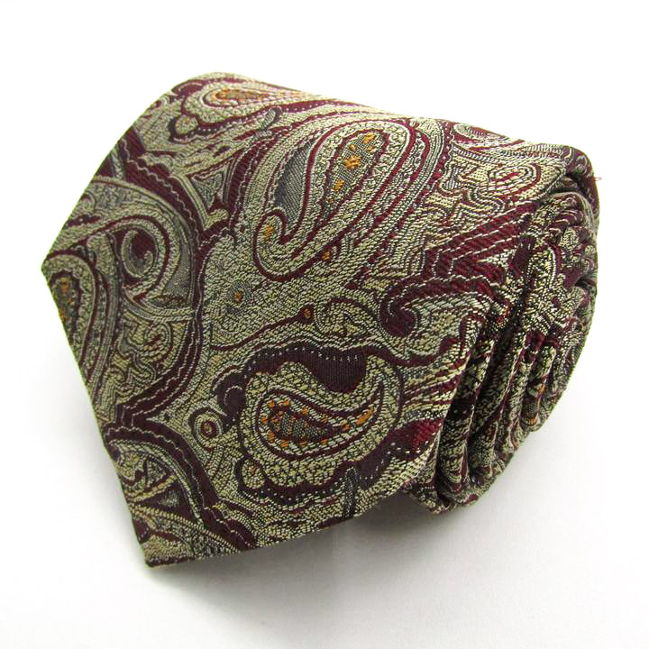 ラルフローレン ブランド ネクタイ ペイズリー柄 シルク インポート生地 PO メンズ ワインレッド RALPH LAUREN_画像1