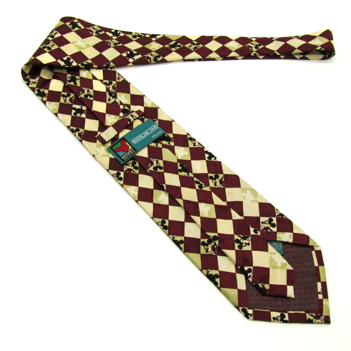  Disney бренд галстук Mickey Mouse в клетку шелк PO мужской wine red Disney