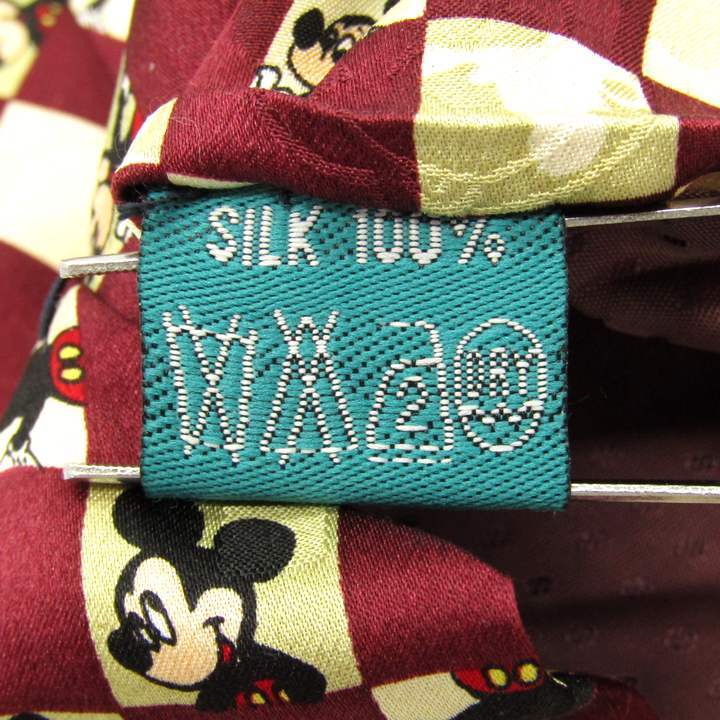  Disney бренд галстук Mickey Mouse в клетку шелк PO мужской wine red Disney