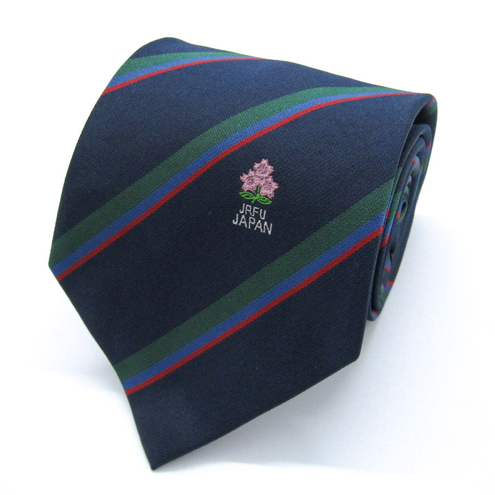 日本ラグビーフットボール協会 ブランド ネクタイ ストライプ 日本製 PO メンズ ネイビー JRFU Japan Rugby Fottboll Union_画像1