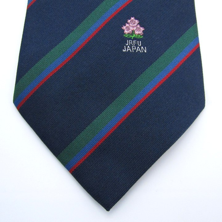 日本ラグビーフットボール協会 ブランド ネクタイ ストライプ 日本製 PO メンズ ネイビー JRFU Japan Rugby Fottboll Union_画像6