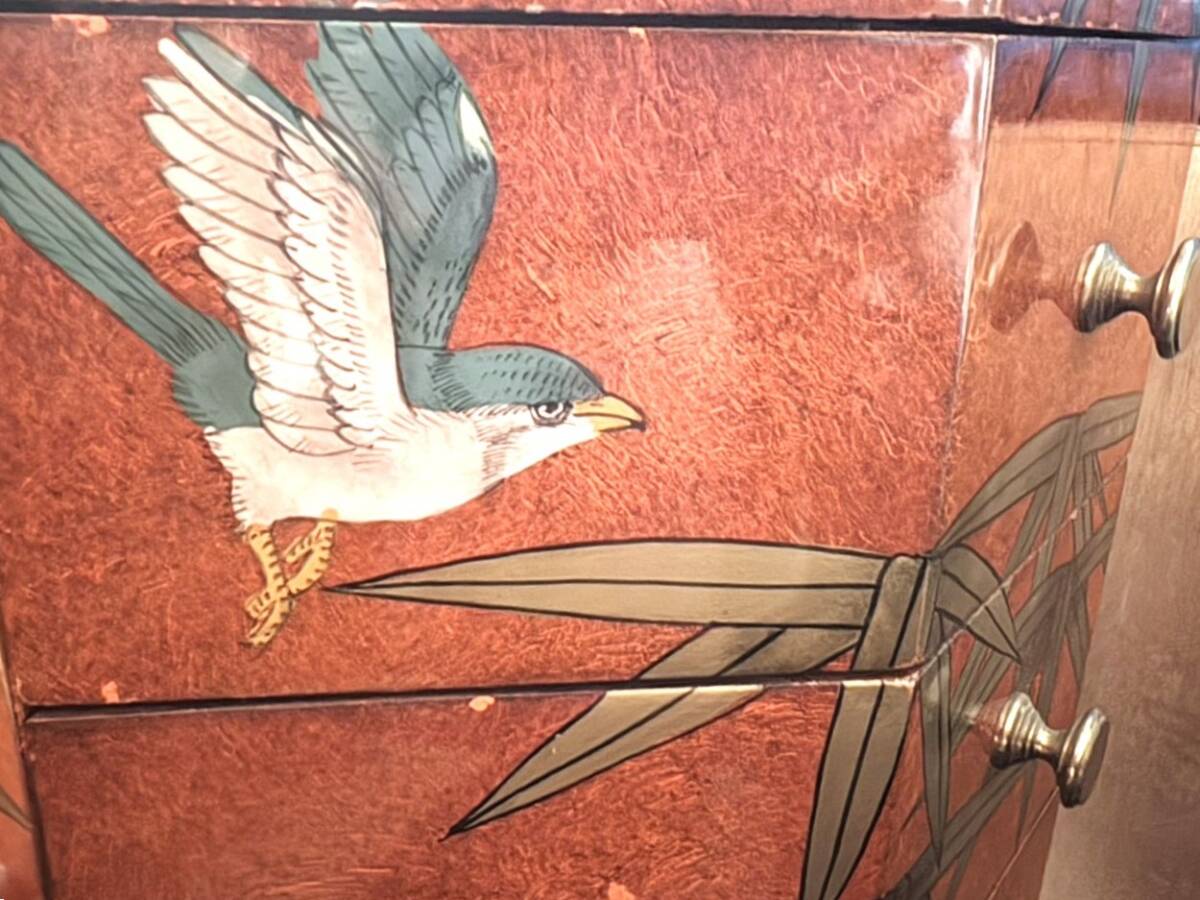 ◆◇5i034-1 アンティーク家具 中国家具 宝石棚 ジュエリーチェスト 飾り棚 花鳥画 八角型 8段 中国美術 箪笥◇◆_画像9