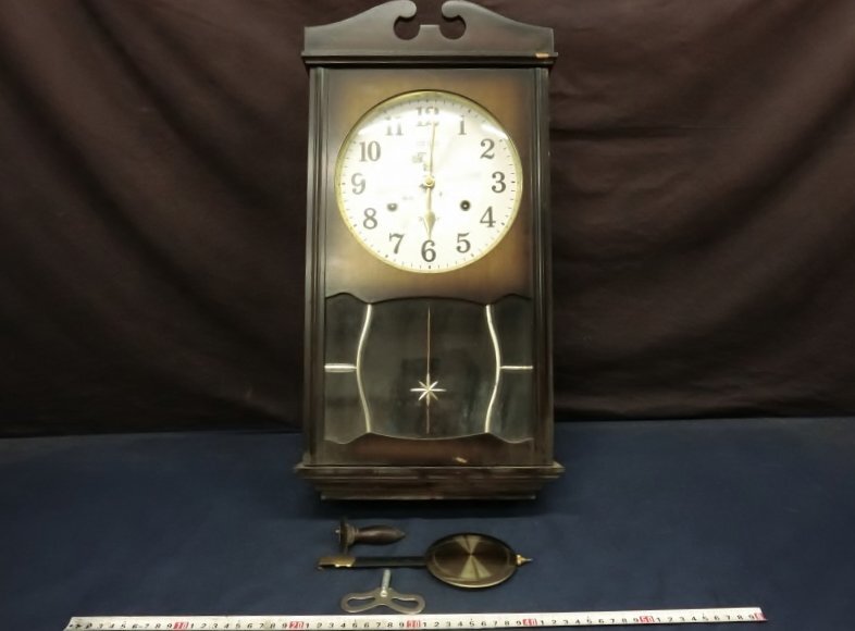 L0433 SEIKO チャイム動作 セイコー アナログ時計 掛時計 ゼンマイ時計 振子時計_画像1