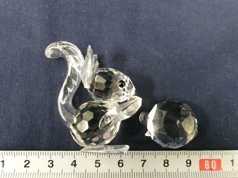 P6227 スワロフスキー 等 クリスタルガラス リス 他 置物 2点 オブジェ Swarovski_画像1