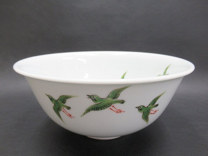 D3190 伊東陶山 色絵 鳥文 鉢 菓子鉢 六寸鉢 菓子器_画像1