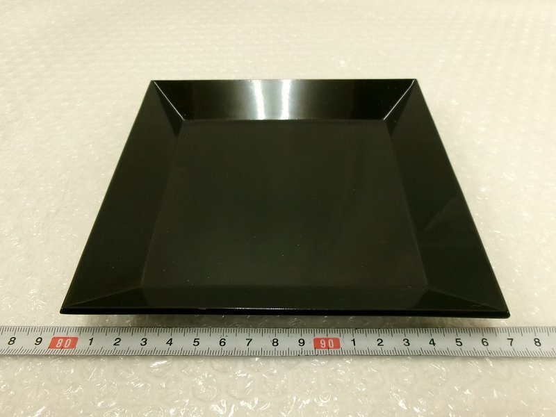 P6259 黒塗 四方盆 菓子盆 菓子器 木製漆器_画像1