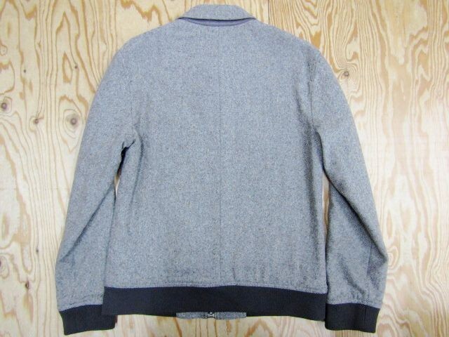 ★バーバリーブラックレーベル BURBERRY★メンズ レザーパッチ ウールジップジャケット 里ノバチェック★R71019015A
