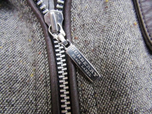 ★バーバリーブラックレーベル BURBERRY★メンズ レザーパッチ ウールジップジャケット 里ノバチェック★R71019015A