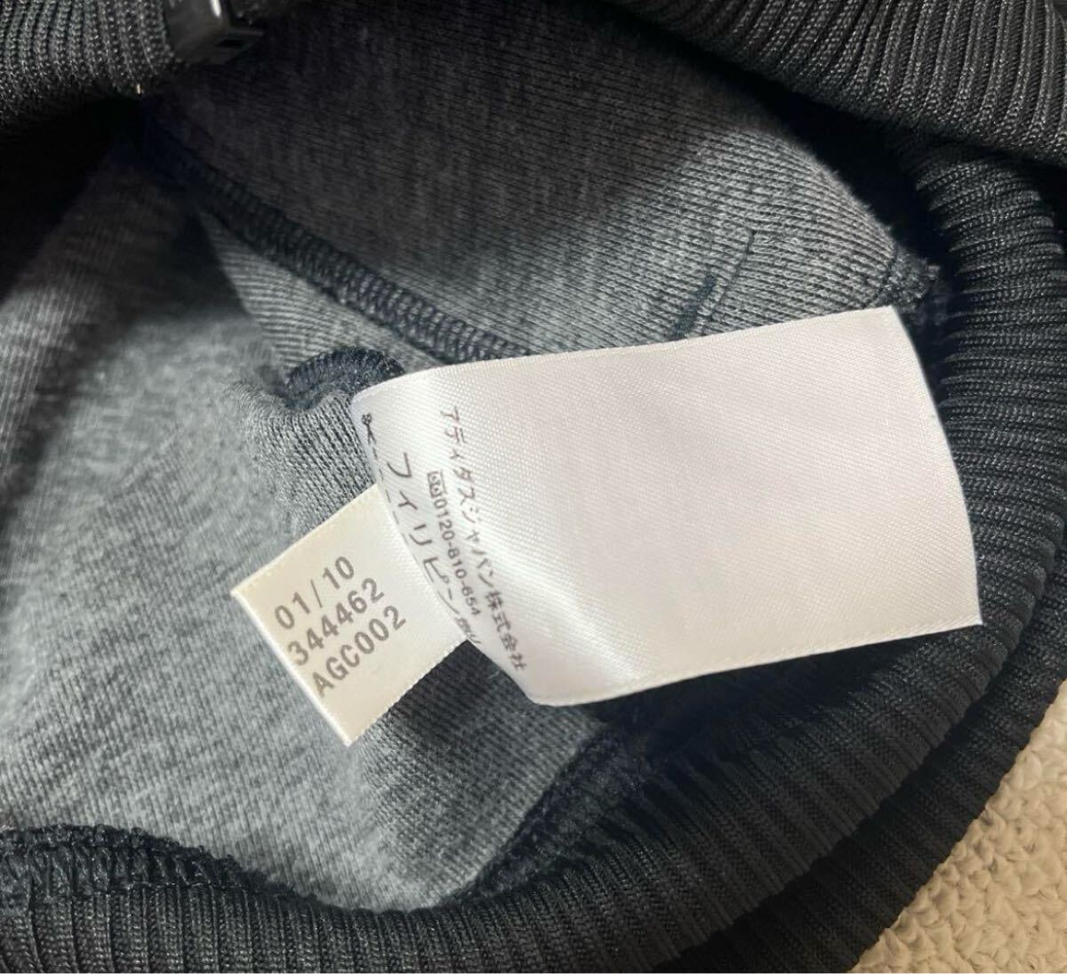 adidas アディダス ジャージ 上 トラックジャケット パーカー サイズM トレフォイル 長袖 3ライン 3ストライプ シンプルロゴ フード 短丈_画像7