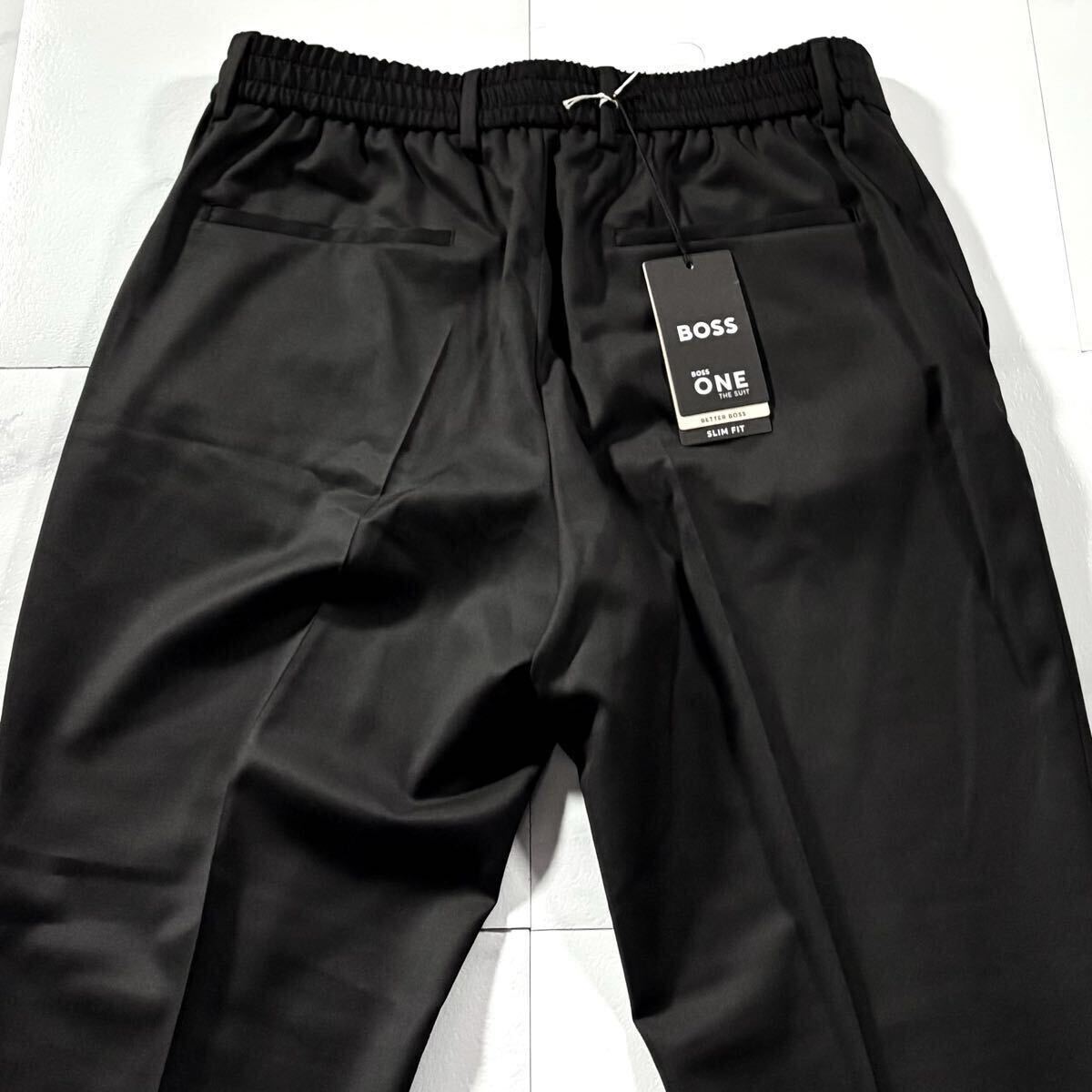 新品タグ付き/Lサイズ●現(xiàn)行 HUGO BOSS ONE THE SULT ヒューゴボス ジョガーパンツ 腰ストレッチ スラックス ウール 羊毛 大谷翔平 黒 48