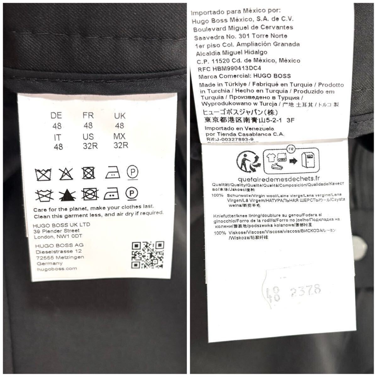 新品タグ付き/Lサイズ●現(xiàn)行 HUGO BOSS ONE THE SULT ヒューゴボス ジョガーパンツ 腰ストレッチ スラックス ウール 羊毛 大谷翔平 黒 48