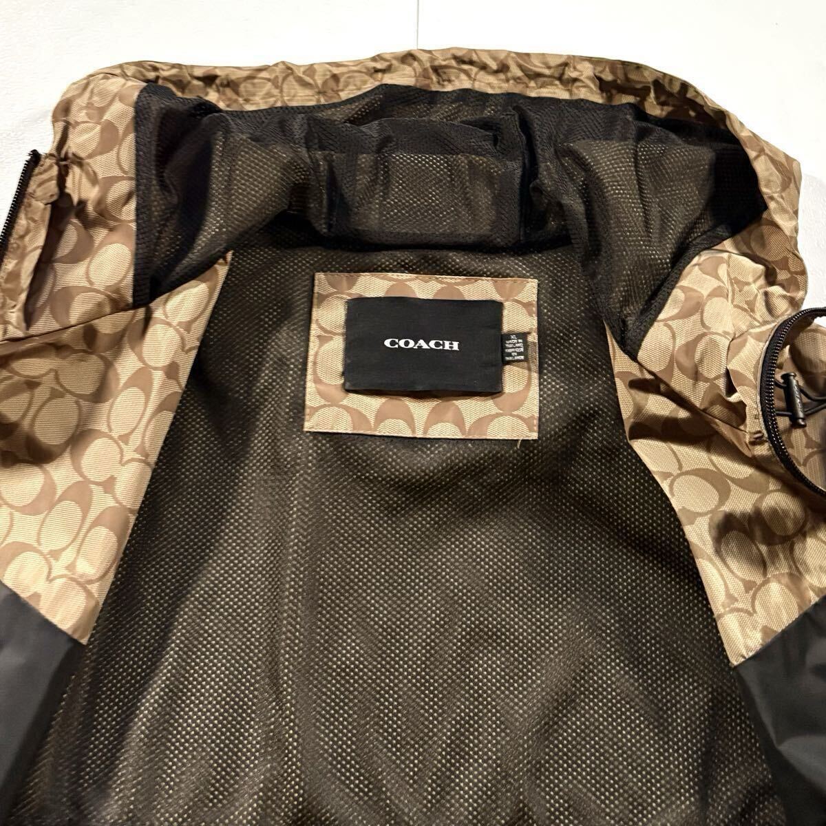 未使用級/XLサイズ●近年モデル COACH コーチ ナイロンジャケット パーカー シグネチャー柄 CC 総柄 切替 胸元Cロゴワッペン 洗濯可能◎_画像8