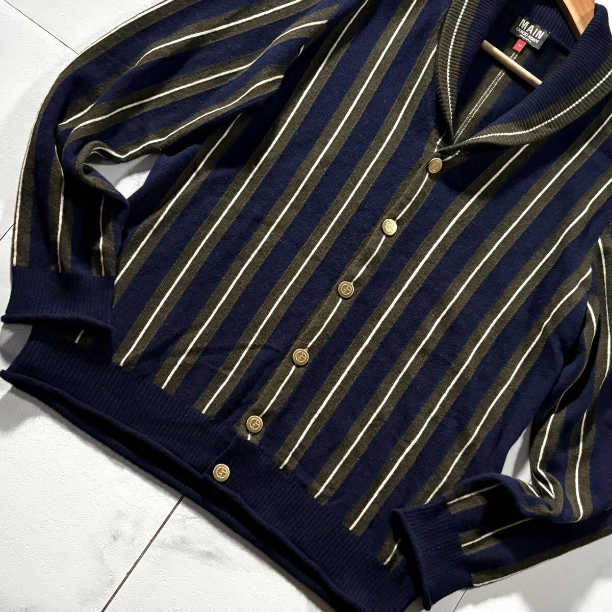 極美品/Lサイズ●カシミヤ100%* GIORGIO ARMANI ジョルジオ アルマーニ ニット カーディガン ジャケット ショールカラー GA刻印 金ボタン_画像4