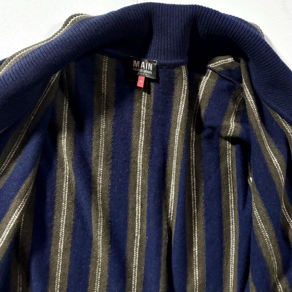 極美品/Lサイズ●カシミヤ100%* GIORGIO ARMANI ジョルジオ アルマーニ ニット カーディガン ジャケット ショールカラー GA刻印 金ボタン_画像7