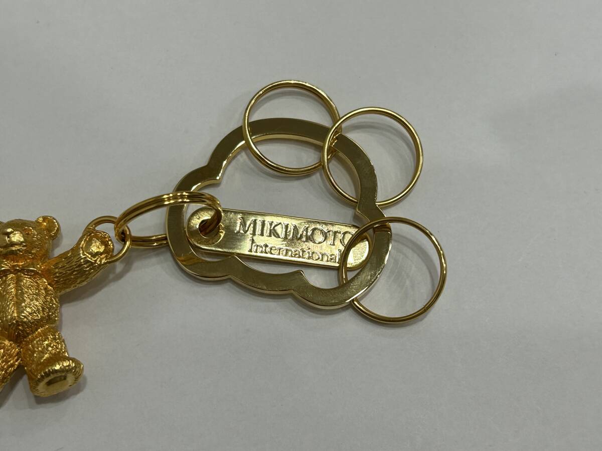 美品 MIKIMOTO ミキモト ロゴプレート ベアー テディベア クマ くま キーリング キーホルダー チャーム ゴールド系_画像4