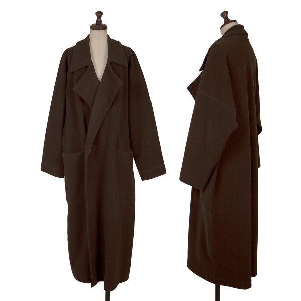 プランテーションPlantation ウールポリロングコート 茶M 【レディース】_画像1