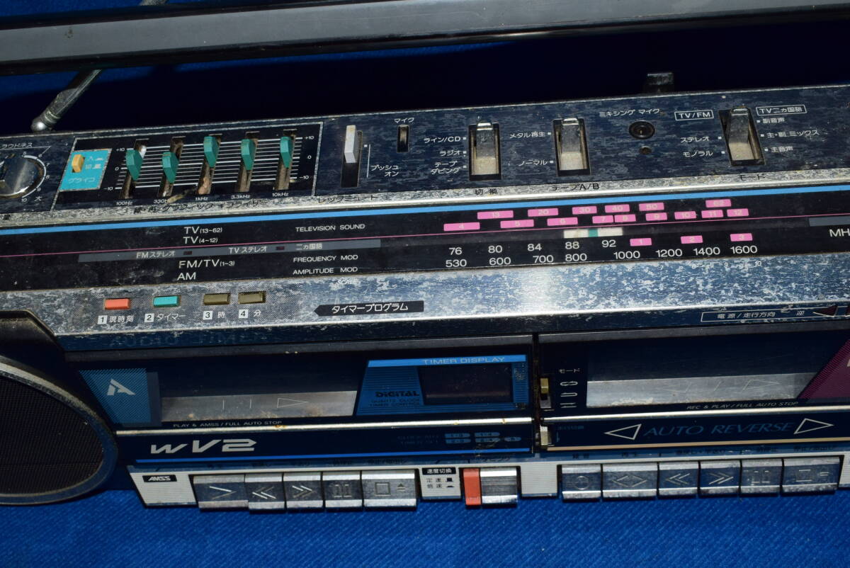 100904/当時物/貴重品/ジャンク品/SANYO/サンヨー/MR-WV2/ラジカセ/レトロ/アンティーク/昭和/ブラック メタル ダブルラジカセ/三洋電機_画像3