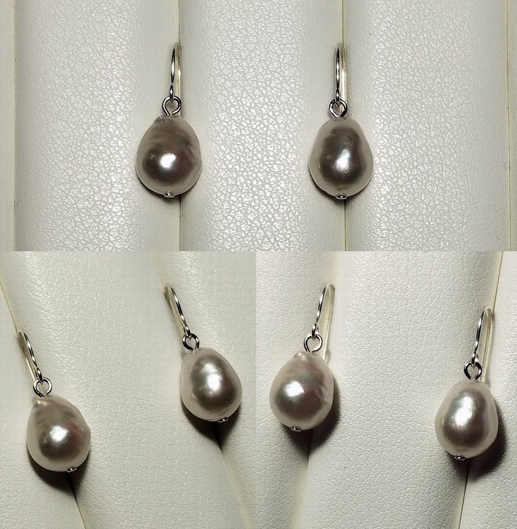 ◆宇和島産あこや真珠 越物 バロック珠 約7-7.5mm珠 S925 フックピアス U字ピアス C56_画像3