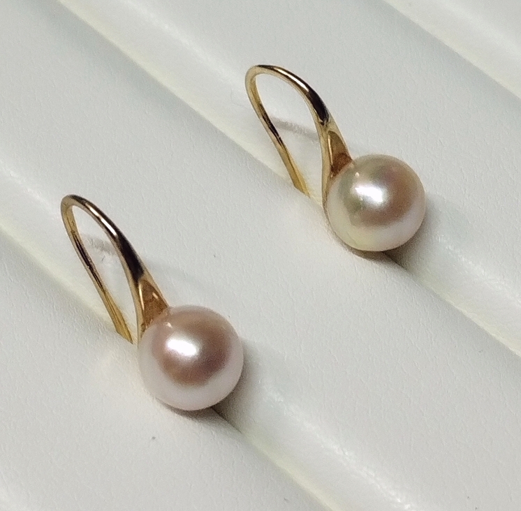 ◆あこや真珠 アコヤ 本真珠 約7-7.5mm珠 スプーンピアス フックピアス U字ピアス ゴールドカラー C72_画像8