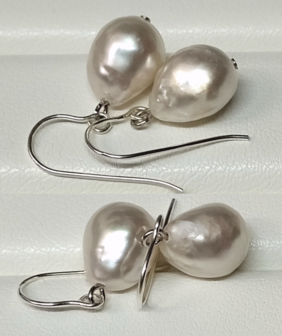 ◆宇和島産あこや真珠 越物 バロック珠 約7-7.5mm珠 S925 フックピアス U字ピアス C56_画像6