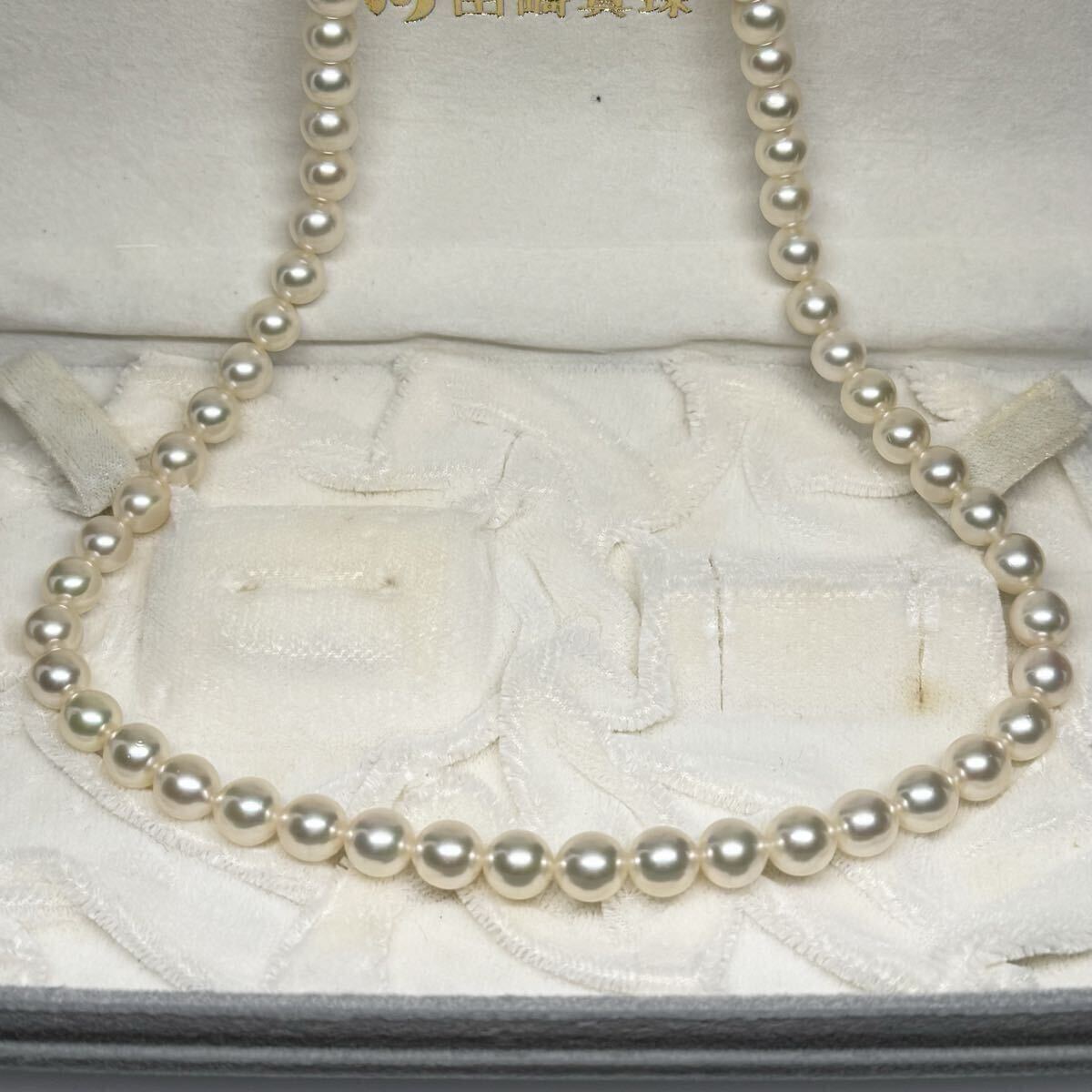 田崎真珠 あこや ネックレス SILVER金具 約7〜8mm 43cm 36.6g 箱 アコヤ パール pearl シルバー刻印 necklace 本真珠 タサキ TASAKI _画像3