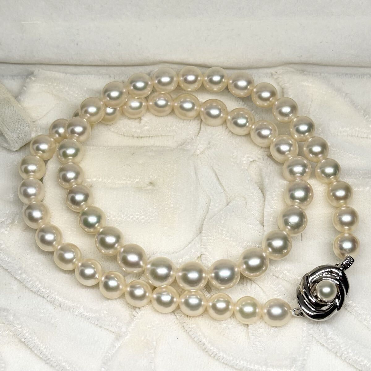 田崎真珠 あこや ネックレス SILVER金具 約7〜8mm 43cm 36.6g 箱 アコヤ パール pearl シルバー刻印 necklace 本真珠 タサキ TASAKI _画像4