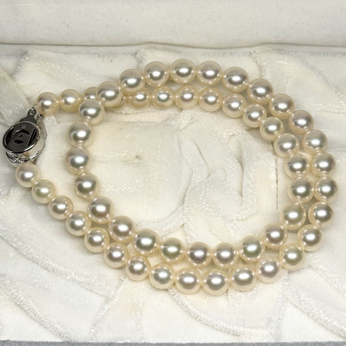 田崎真珠 あこや ネックレス SILVER金具 約7〜8mm 43cm 36.6g 箱 アコヤ パール pearl シルバー刻印 necklace 本真珠 タサキ TASAKI _画像5