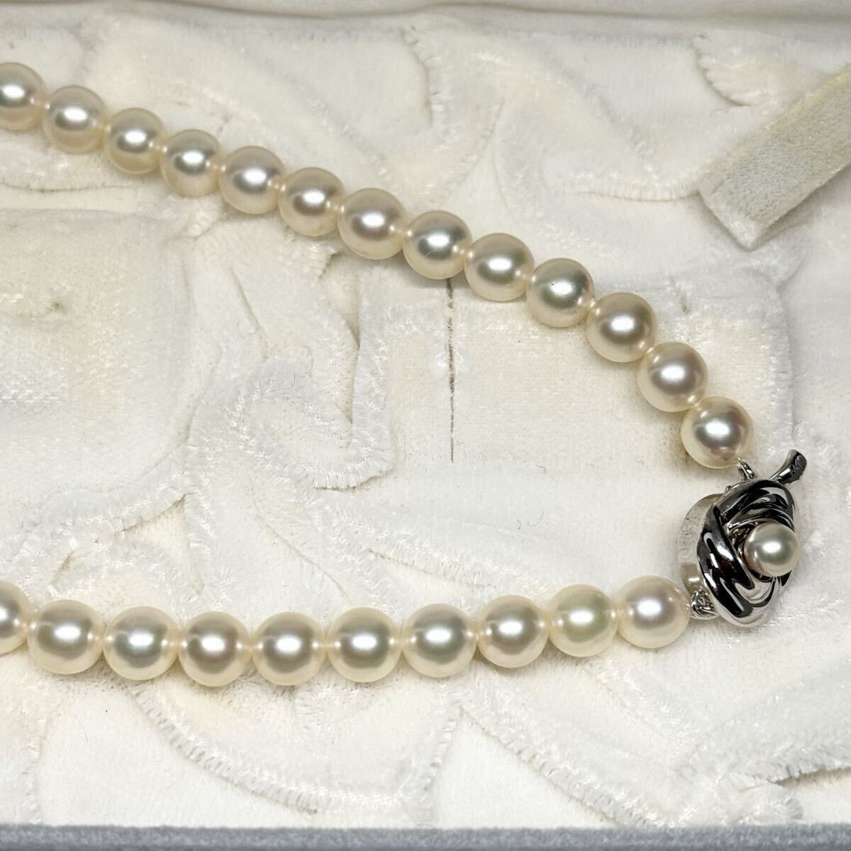 田崎真珠 あこや ネックレス SILVER金具 約7〜8mm 43cm 36.6g 箱 アコヤ パール pearl シルバー刻印 necklace 本真珠 タサキ TASAKI _画像6