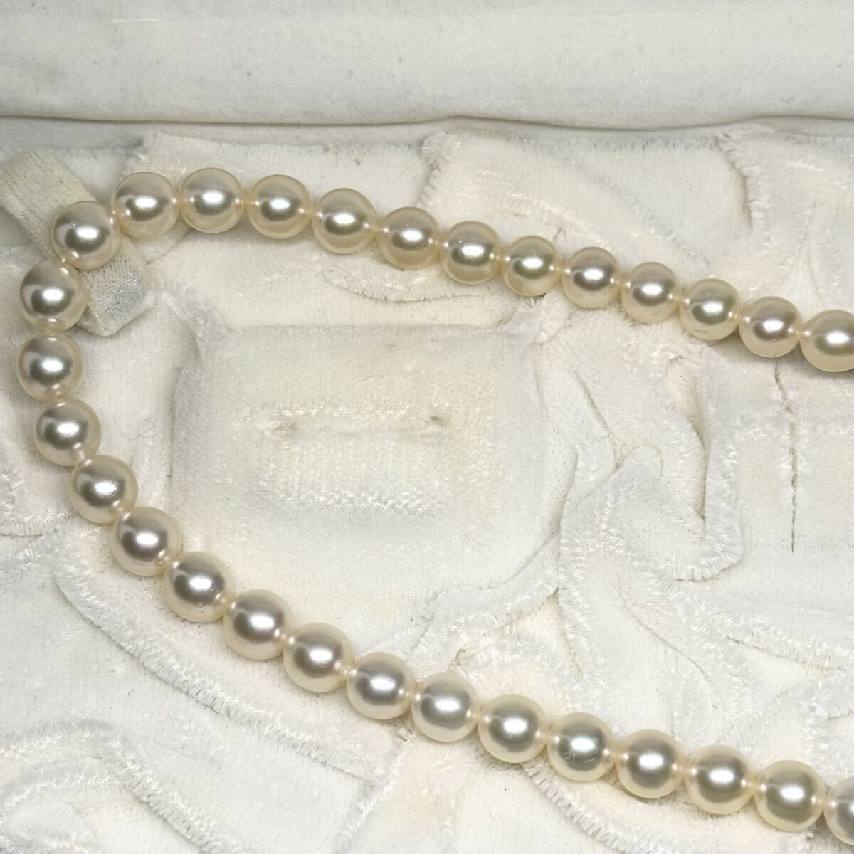 田崎真珠 あこや ネックレス SILVER金具 約7〜8mm 43cm 36.6g 箱 アコヤ パール pearl シルバー刻印 necklace 本真珠 タサキ TASAKI _画像7