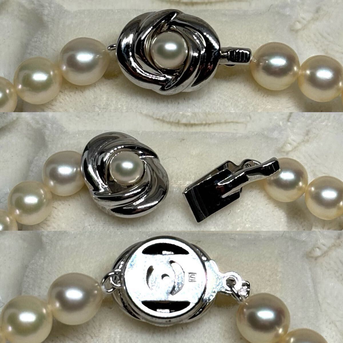 田崎真珠 あこや ネックレス SILVER金具 約7〜8mm 43cm 36.6g 箱 アコヤ パール pearl シルバー刻印 necklace 本真珠 タサキ TASAKI _画像8